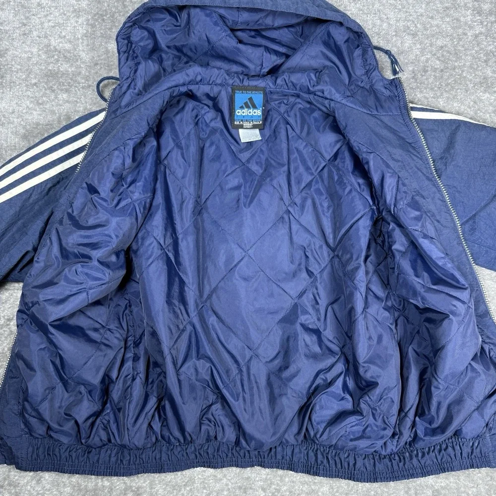 Vintage Adidas Jacket Boy's Medium Blue Hooded Full Zip Trefoil‎